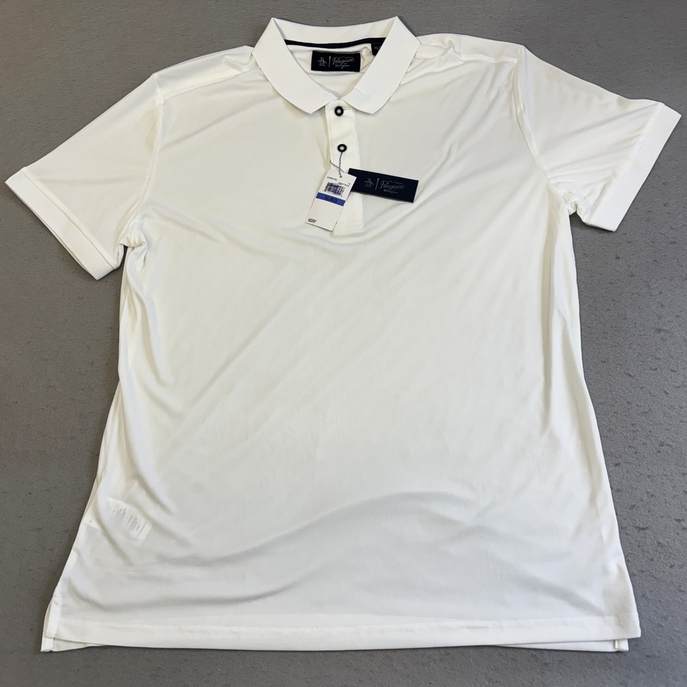 Original Penguin Polo Shirt Mens XL White New Short Sleeve Performance Golf Tee